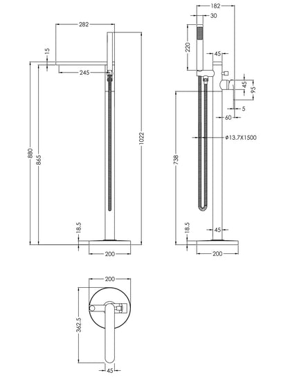 Fairford Una 2 Brushed Brass Freestanding Bath Shower Mixer
