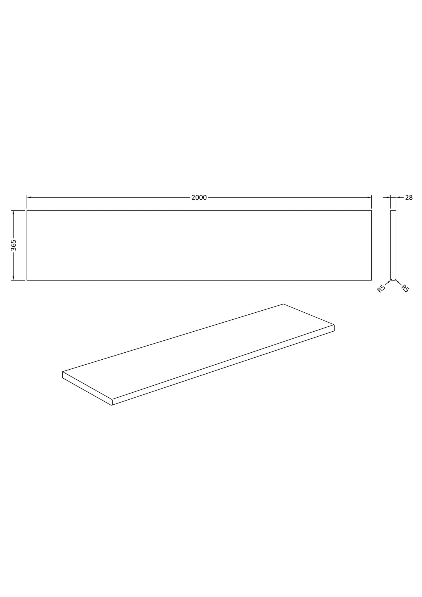 Fairford Laminate Worktop - White Gloss - 1000 x 600 x 28mm