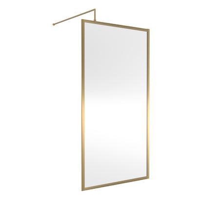 Fairford 1000mm Brushed Brass Fully Framed 8mm Wetroom Screen - 1850mm High