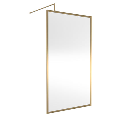 Fairford 1100mm Brushed Brass Fully Framed 8mm Wetroom Screen - 1850mm High