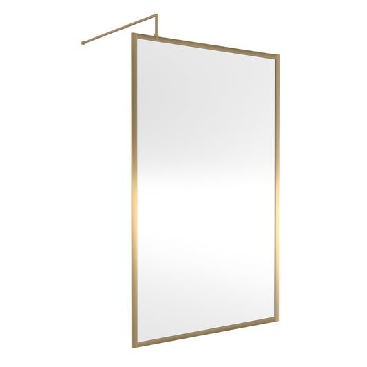 Fairford 1200mm Brushed Brass Fully Framed 8mm Wetroom Screen - 1850mm High