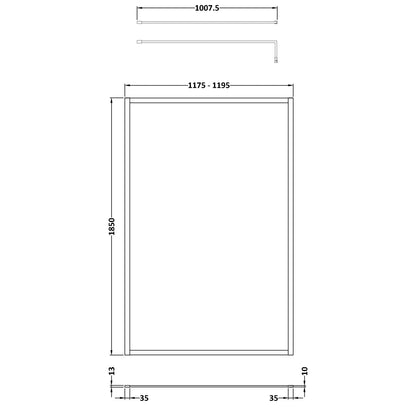 Fairford 1200mm Brushed Brass Fully Framed 8mm Wetroom Screen - 1850mm High