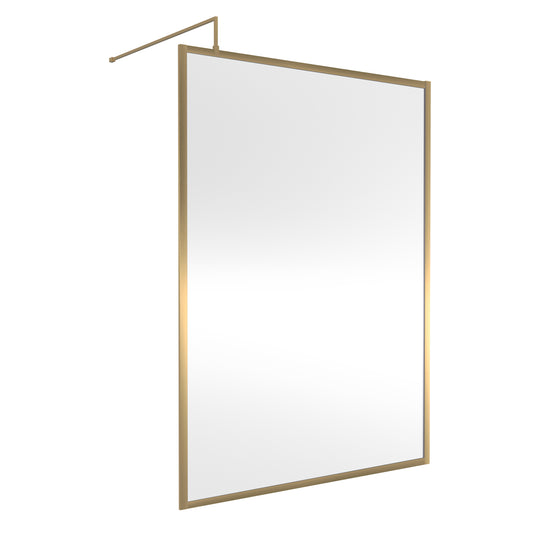 Fairford 1400mm Brushed Brass Fully Framed 8mm Wetroom Screen - 1850mm High