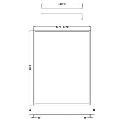 Fairford 1400mm Brushed Brass Fully Framed 8mm Wetroom Screen - 1850mm High