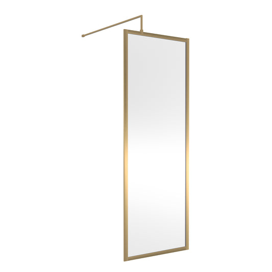 Fairford 700mm Brushed Brass Fully Framed 8mm Wetroom Screen - 1850mm High