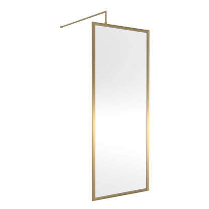 Fairford 760mm Brushed Brass Fully Framed 8mm Wetroom Screen - 1850mm High
