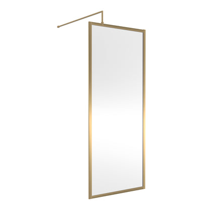 Fairford 800mm Brushed Brass Fully Framed 8mm Wetroom Screen - 1850mm High