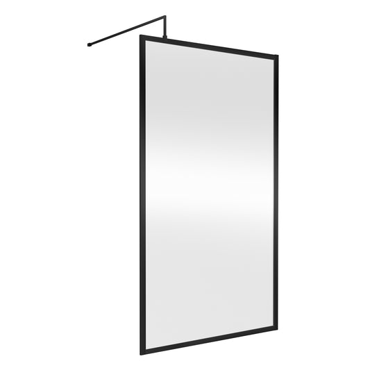 Fairford 1100mm Matt Black Fully Framed 8mm Wetroom Screen - 1850mm High