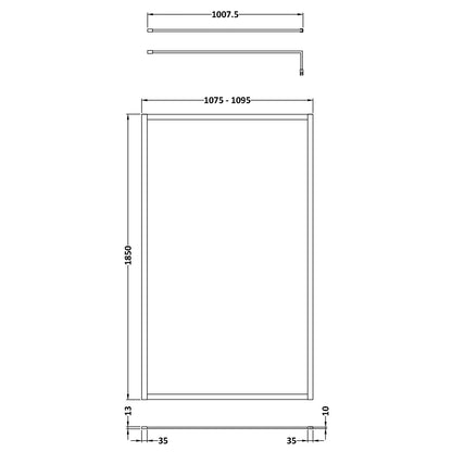 Fairford 1100mm Matt Black Fully Framed 8mm Wetroom Screen - 1850mm High