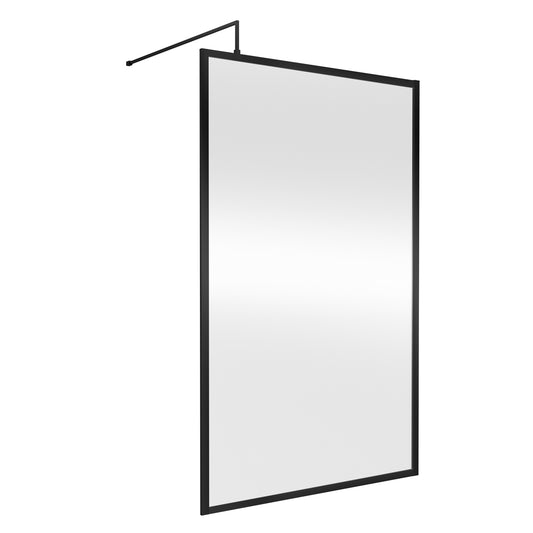 Fairford 1200mm Matt Black Fully Framed 8mm Wetroom Screen - 1850mm High