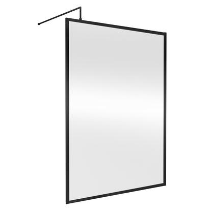 Fairford 1400mm Matt Black Fully Framed 8mm Wetroom Screen - 1850mm High
