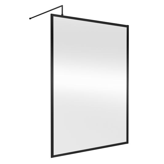 Fairford 1400mm Matt Black Fully Framed 8mm Wetroom Screen - 1850mm High