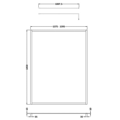 Fairford 1400mm Matt Black Fully Framed 8mm Wetroom Screen - 1850mm High