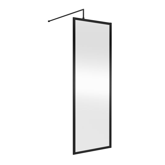Fairford 700mm Matt Black Fully Framed 8mm Wetroom Screen - 1850mm High