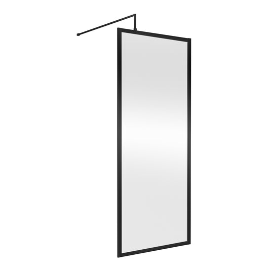 Fairford 760mm Matt Black Fully Framed 8mm Wetroom Screen - 1850mm High