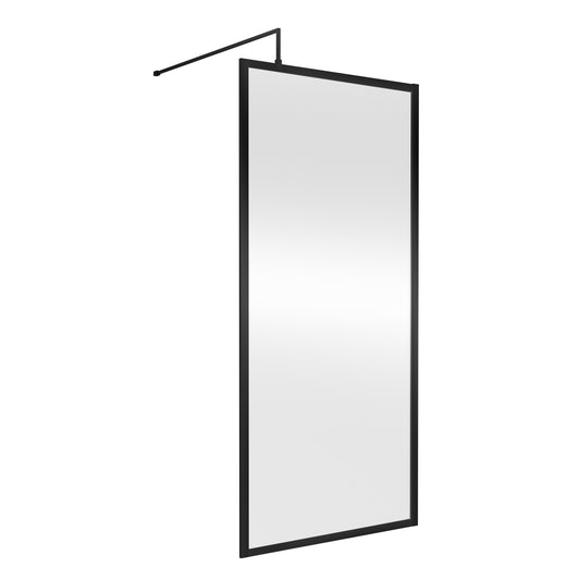 Fairford 900mm Matt Black Fully Framed 8mm Wetroom Screen - 1850mm High