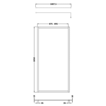 Fairford 900mm Matt Black Fully Framed 8mm Wetroom Screen - 1850mm High