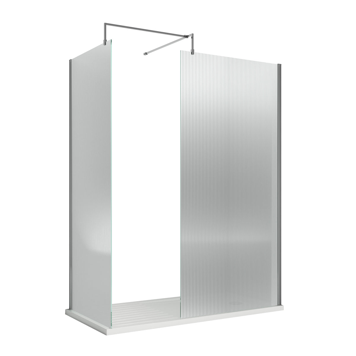 Fairford 900mm Chrome Fluted 8mm Wetroom Screen - 1850mm High
