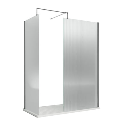 Fairford 900mm Chrome Fluted 8mm Wetroom Screen - 1850mm High