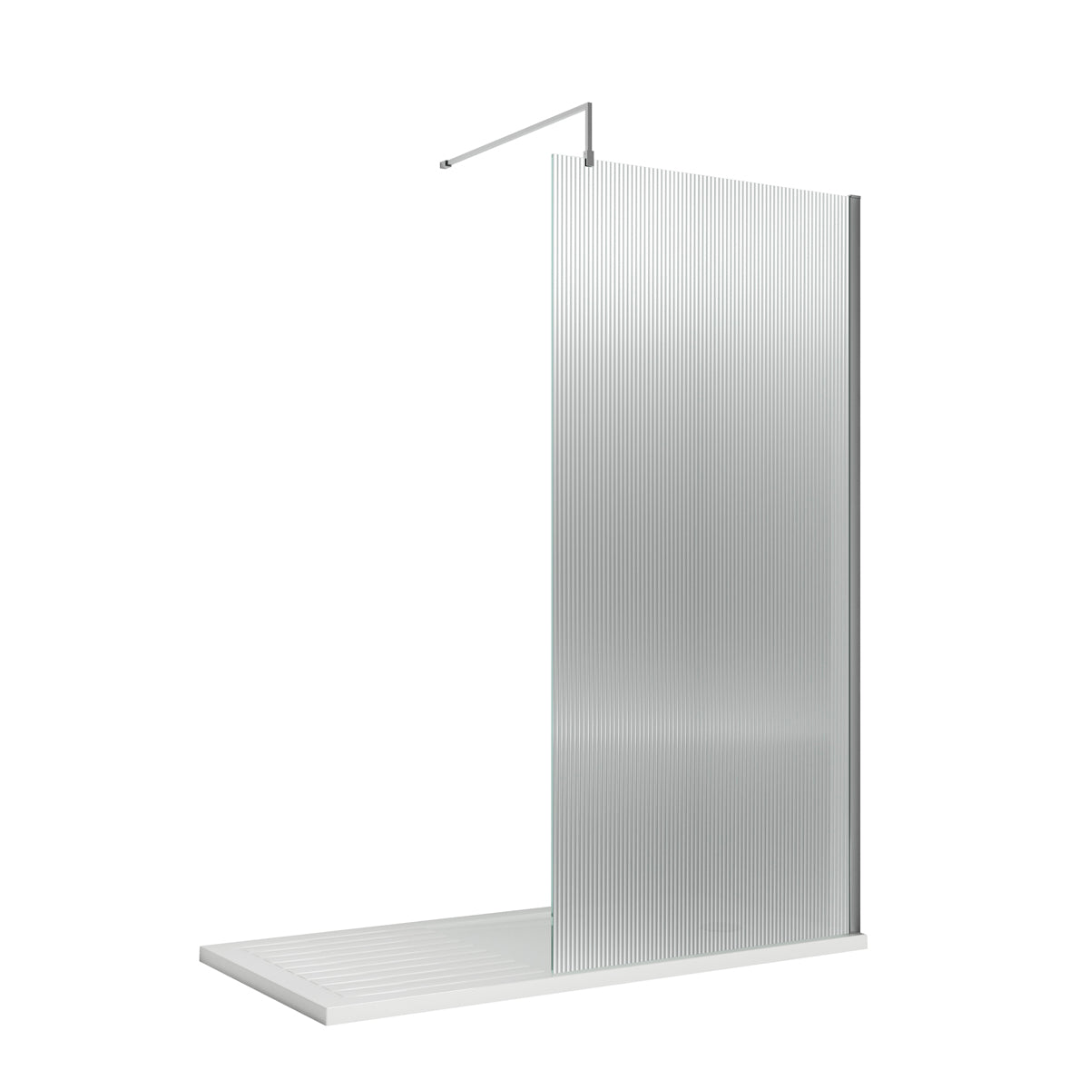 Fairford 900mm Chrome Fluted 8mm Wetroom Screen - 1850mm High