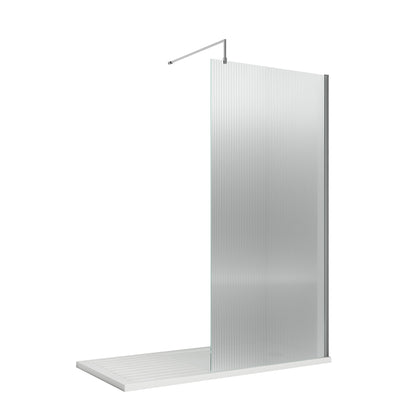 Fairford 900mm Chrome Fluted 8mm Wetroom Screen - 1850mm High