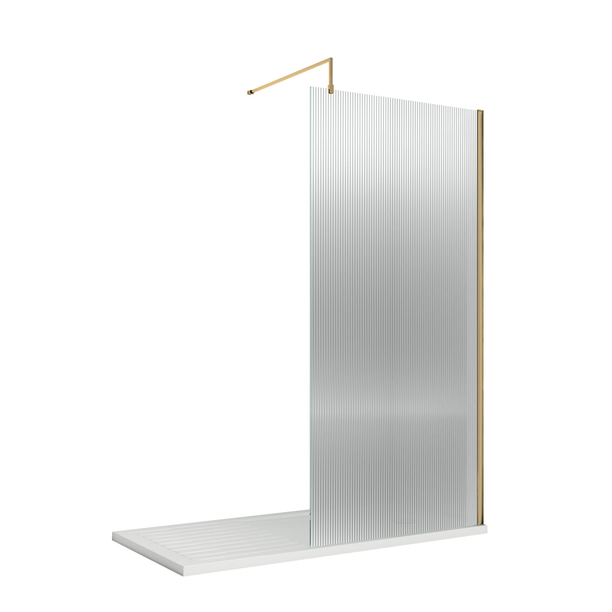 Fairford 900mm Brushed Brass Fluted 8mm Wetroom Screen - 1850mm High