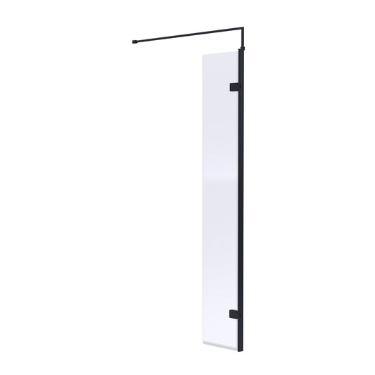 Fairford Matt Black 300mm Wetroom Swing Screen - 1850mm High