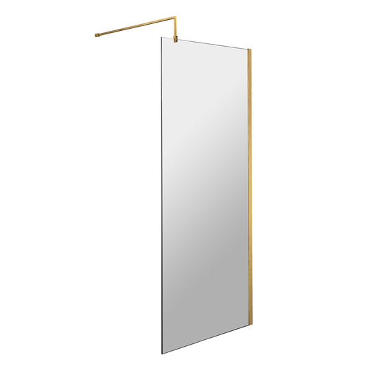 Fairford 700mm Brushed Brass 8mm Wetroom Screen - 1850mm High