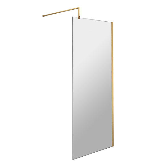 Fairford 760mm Brushed Brass 8mm Wetroom Screen - 1850mm High