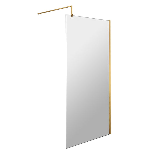 Fairford 800mm Brushed Brass 8mm Wetroom Screen - 1850mm High