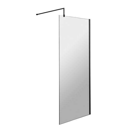 Fairford 700mm Matt Black 8mm Wetroom Screen - 1850mm High