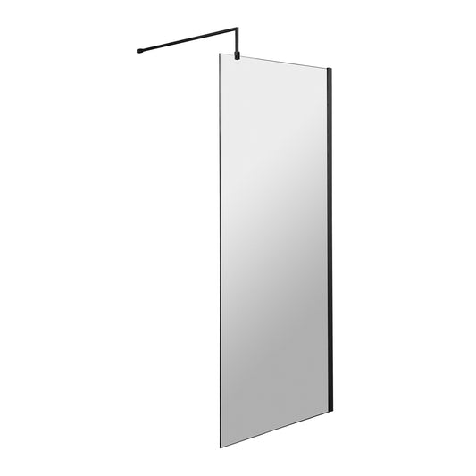 Fairford 760mm Matt Black 8mm Wetroom Screen - 1850mm High