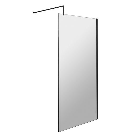 Fairford 800mm Matt Black 8mm Wetroom Screen - 1850mm High