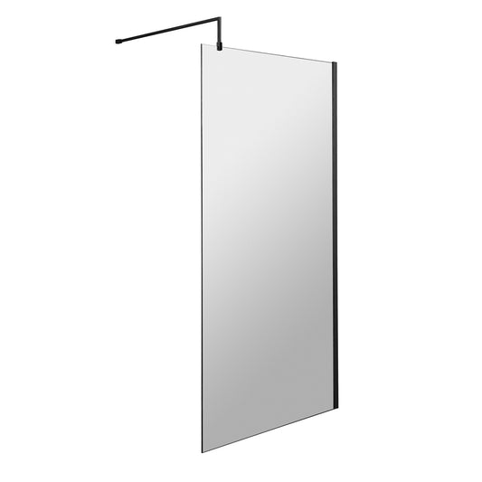Fairford 900mm Matt Black 8mm Wetroom Screen - 1850mm High