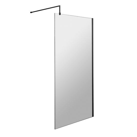 Fairford 1100mm Matt Black 8mm Wetroom Screen - 1850mm High