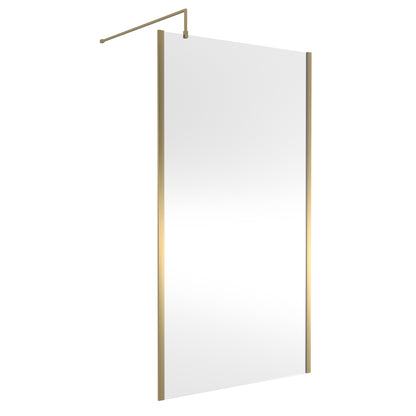 Fairford 1100mm Brushed Brass Vertically Framed 8mm Wetroom Screen - 1850mm High