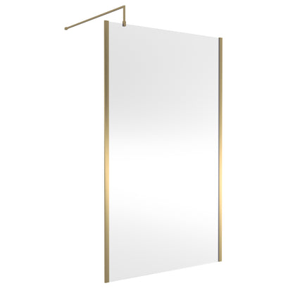 Fairford 1200mm Brushed Brass Vertically Framed 8mm Wetroom Screen - 1850mm High