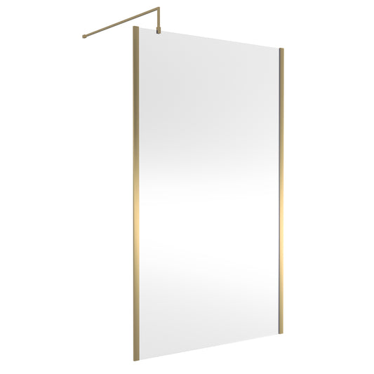 Fairford 1200mm Brushed Brass Vertically Framed 8mm Wetroom Screen - 1850mm High