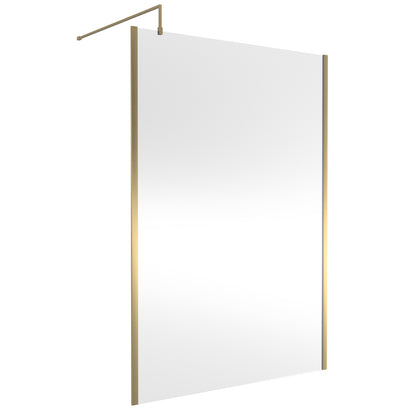 Fairford 1400mm Brushed Brass Vertically Framed 8mm Wetroom Screen - 1850mm High