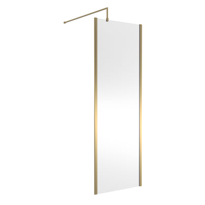 Fairford 700mm Brushed Brass Vertically Framed 8mm Wetroom Screen - 1850mm High