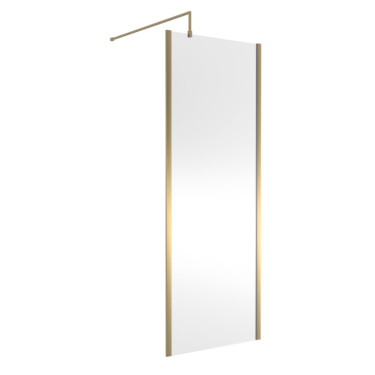 Fairford 760mm Brushed Brass Vertically Framed 8mm Wetroom Screen - 1850mm High