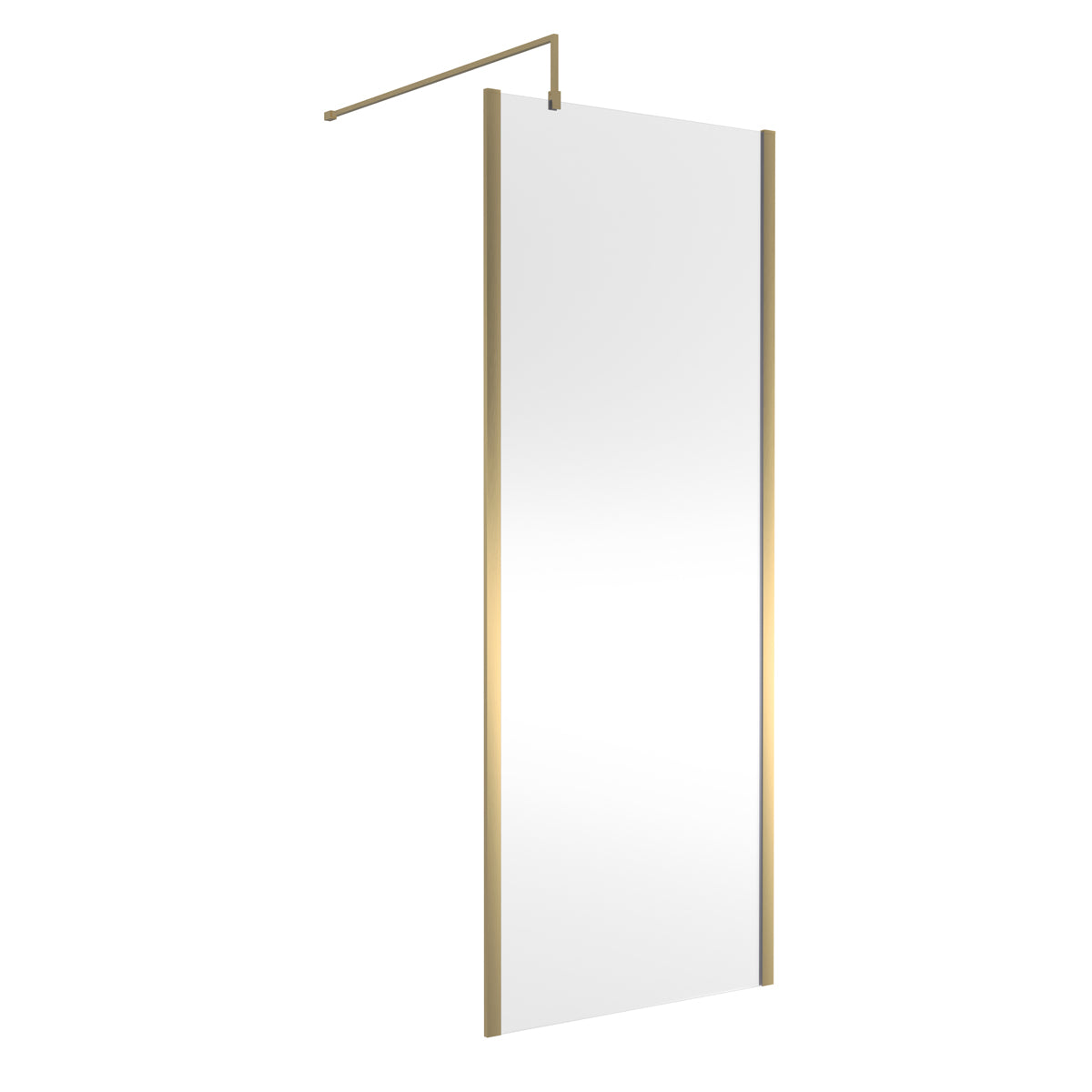 Fairford 800mm Brushed Brass Vertically Framed 8mm Wetroom Screen - 1850mm High