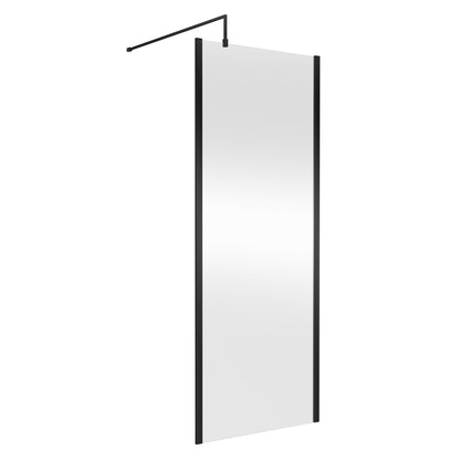 Fairford 800mm Matt Black Vertically Framed 8mm Wetroom Screen - 1850mm High