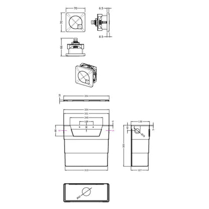 Fairford Tirer Concealed Cistern with Chrome Square Button