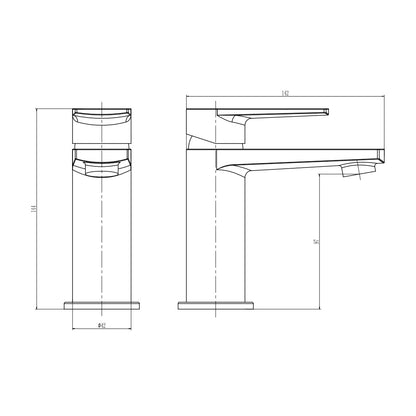 Rivato Piave Basin Mixer with Push Button Waste