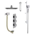 Fairford Una Concealed Shower Kit with Slide Rail Kit, Ceiling Mounted Rain Head and Bath Overflow Filler, Chrome