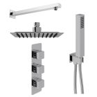 Fairford Una Concealed Shower Kit with Handset and Wall Mounted Rain Head, Chrome