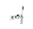 Fairford Una Chrome Square Twin Valve with Integrated Handset, 2 Outlet