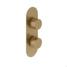 Fairford Element Brushed Brass Round Concealed Twin Shower Valve with Diverter, 2 Outlet