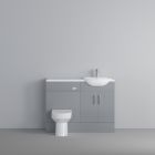 Fairford Connect Gloss Grey 1000mm Pack, Vanity and WC Unit. White worktop. Chrome Fittings